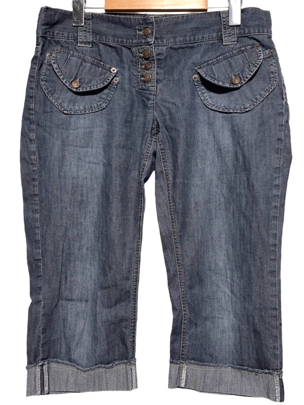 HUGO BOSS Denim Capri Jeans Y2K Utility Pocket Cuffed Crop